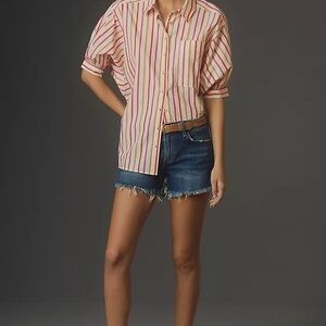 Anthropologie Pilcro Striped Puffy Short Sleeve Button Up Shirt Women’s Small
